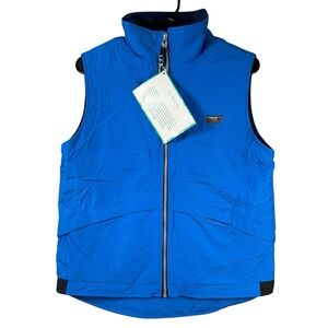 LL Bean Sweater Vest Boy Medium 10-12 Blue Full Zip Nylon Pockets Preppy Outdoor
